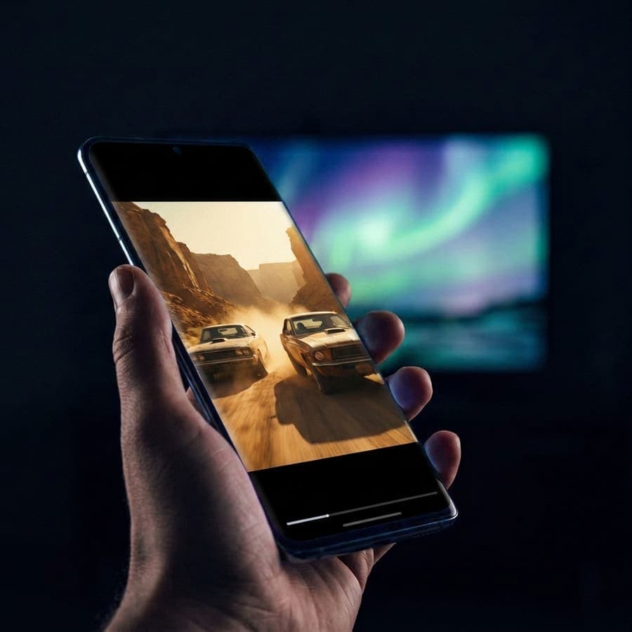 A phone playing content from Axora